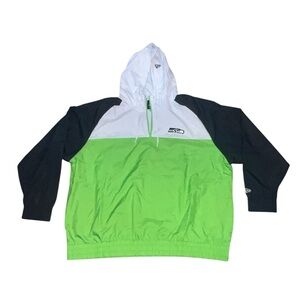 NFL Team Apparel Seattle SeaHawks Half Zip Windbreaker Jacket with Hood Size 4X